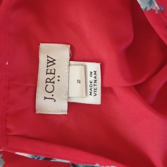 J . Crew floral dress size 2.Red with Blue and off white flowers. Beautiful. - Picture 10 of 15